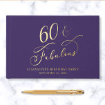 Elegant Purple 60th Birthday Party Gold Guest Book<br><div class="desc">Elegant purple guest book for her 60th birthday party featuring gold foil and "60 & Fabulous" in a chic calligraphy script. Customise with her name,  the party date and a title on the spine in classic serif typography.</div>