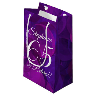 Elegant Purple 65 & Retired Retirement Party Small Gift Bag