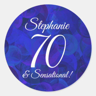 Elegant Purple 70 and Sensational Birthday Favour  Classic Round Sticker
