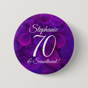 Elegant Purple 70 and Sensational Birthday Party 6 Cm Round Badge