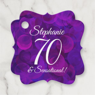 Elegant Purple 70 and Sensational Birthday Party Favour Tags