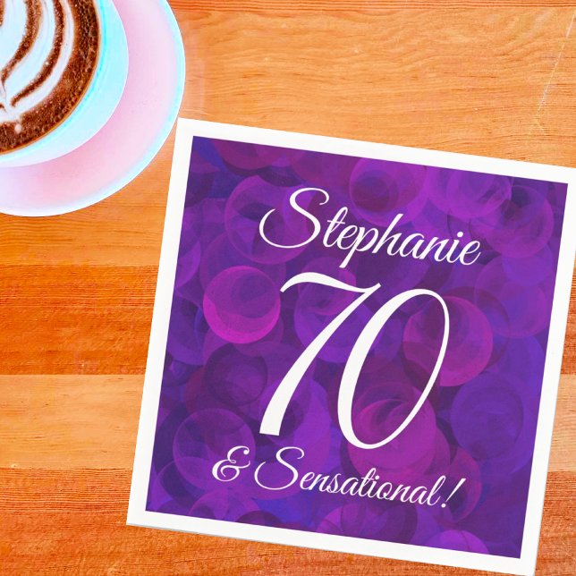 Elegant Purple 70 and Sensational Birthday Party Napkin (Creator Uploaded)