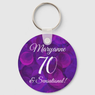 Elegant Purple 70 & Sensational Birthday Party Key Ring