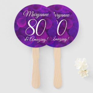 Elegant Purple 80 and Amazing Birthday Party Hand Fan