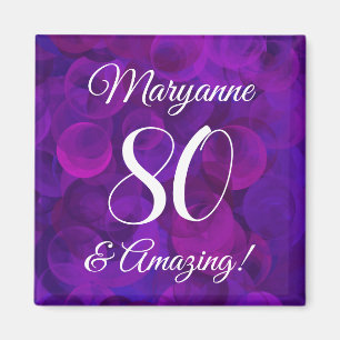 Elegant Purple 80 and Amazing Birthday Party Magnet