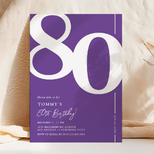 Elegant Purple 80th Birthday Invitation