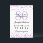 Elegant Purple 80th Birthday Save Date Details  Invitation<br><div class="desc">Elegant "70th Birthday Party" design with faux glitter confetti & details text. Easy to use and easy to personalise. Order Today!</div>