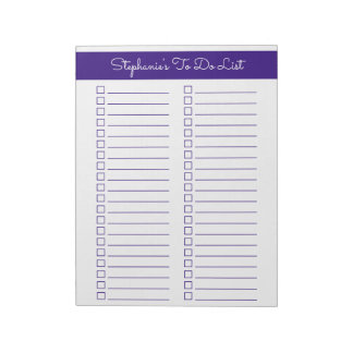 Elegant Purple 8.5x11 Two Column Checklist Notepad
