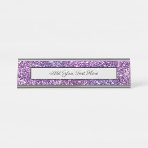 Elegant Purple Abstract Stylish Chic Pattern Desk Name Plate