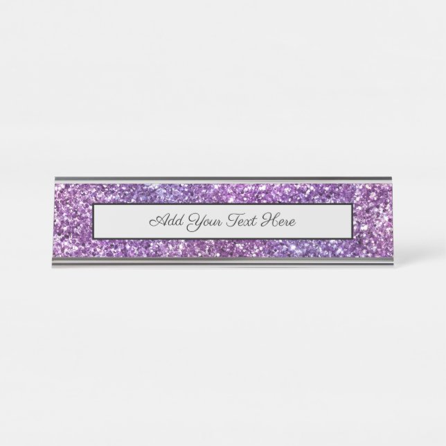 Elegant Purple Abstract Stylish Chic Pattern Desk Name Plate (Front)
