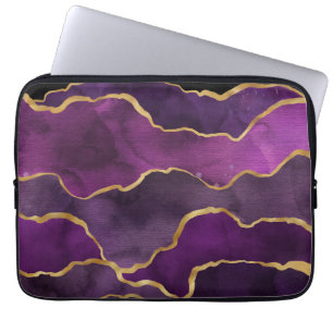 Elegant Purple Abstract Watercolor Pattern Laptop Sleeve