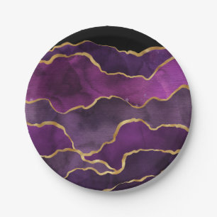 Elegant Purple Abstract Watercolor Pattern Paper Plate