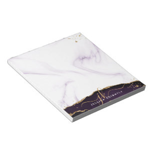 Elegant Purple Agate Marble Gold Glitter Monogram Notepad