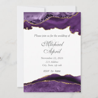 Elegant Purple Agate Wedding Invitation Customise