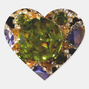 Elegant Purple Amethyst Diamonds Emeralds jeweller Heart Sticker