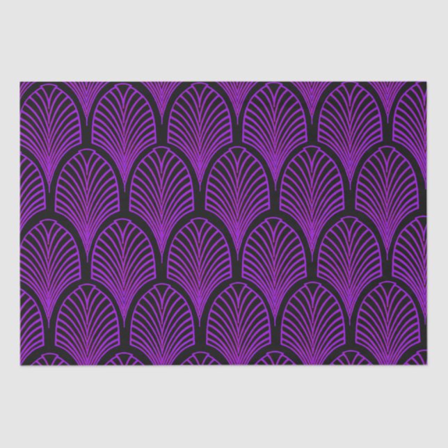 Elegant Purple and Black Art Deco Arches Tissue Paper (Front)