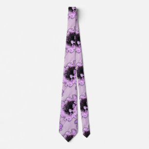 Elegant Purple and Black Floral Flowers Tie