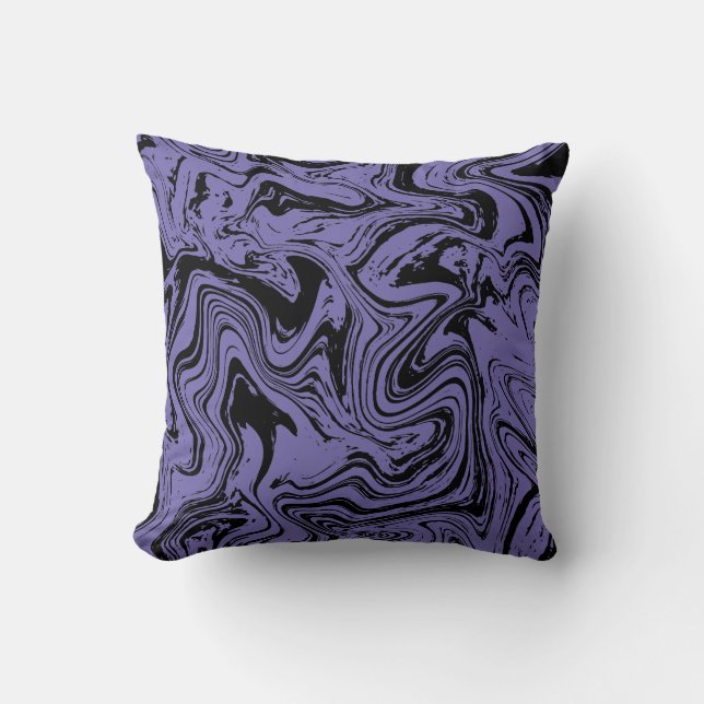 Elegant Purple and Black Marble  Cushion (Front)