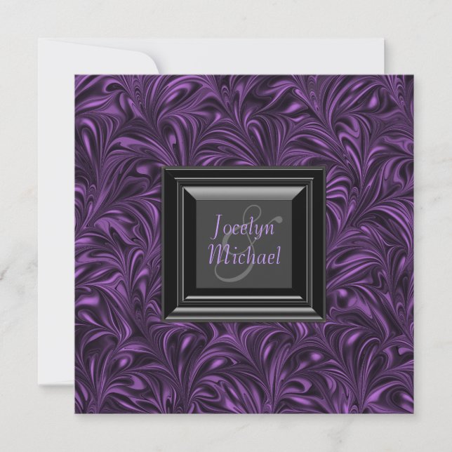 Elegant Purple and Black Wedding Invitation (Front)