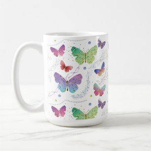 Elegant Purple and Blue Bright Butterflies Coffee Mug