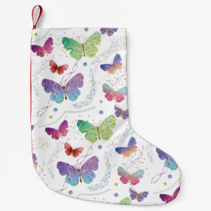 Elegant Purple and Blue Bright Butterflies Small Christmas Stocking