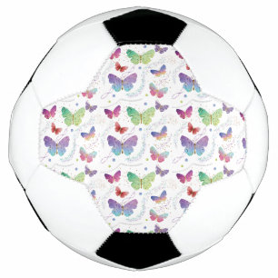 Elegant Purple and Blue Bright Butterflies Soccer Ball