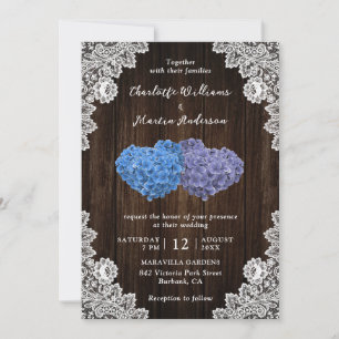 Elegant Purple and Blue Floral Wedding Invitation