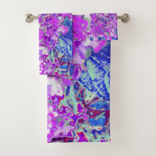Elegant Purple and Blue Limelight Hydrangea Bath Towel Set