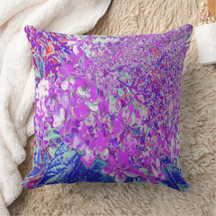 Elegant Purple and Blue Limelight Hydrangea Cushion