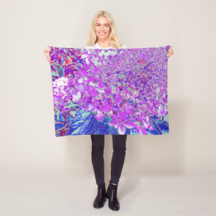 Elegant Purple and Blue Limelight Hydrangea Fleece Blanket