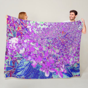 Elegant Purple and Blue Limelight Hydrangea Fleece Blanket