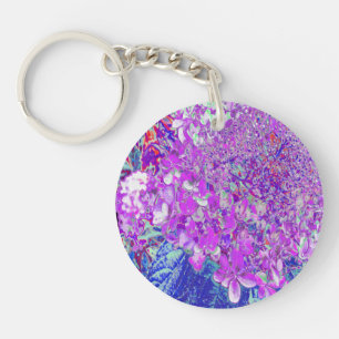 Elegant Purple and Blue Limelight Hydrangea Key Ring