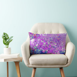 Elegant Purple and Blue Limelight Hydrangea Lumbar Cushion