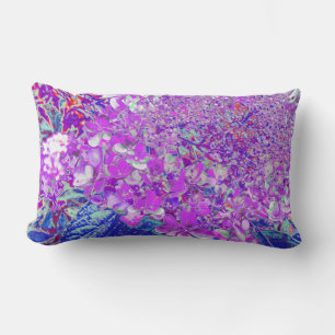 Elegant Purple and Blue Limelight Hydrangea Lumbar Cushion