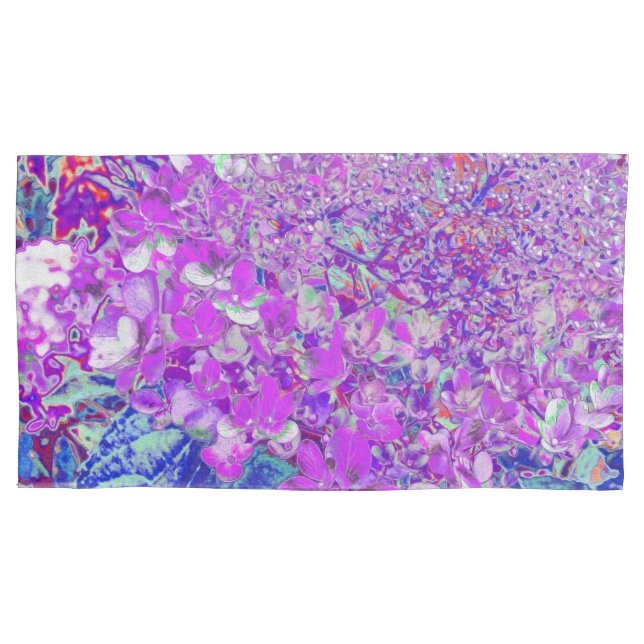 Elegant Purple and Blue Limelight Hydrangea Pillowcase (Front-Left)