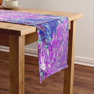 Elegant Purple and Blue Limelight Hydrangea Short Table Runner