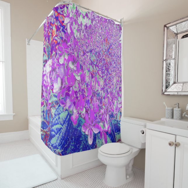 Elegant Purple and Blue Limelight Hydrangea Shower Curtain (In Situ)