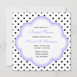 Elegant purple and classic B&W polka dots bridal Invitation