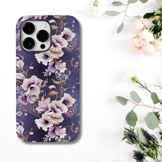 Elegant Purple and Cream Orchid Floral  Case-Mate iPhone Case (ROMANTIC GIFT FOR HER)