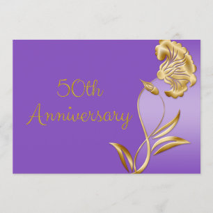 Elegant Purple and Gold 50th Anniversary Invites