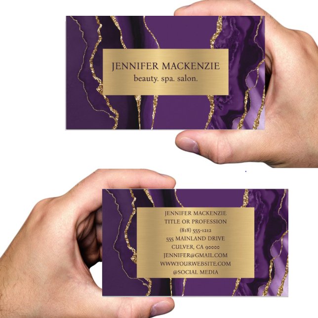 Elegant Purple and Gold Agate Business Card (Creator Uploaded)