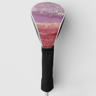 Elegant purple and gold glitter golf head cover