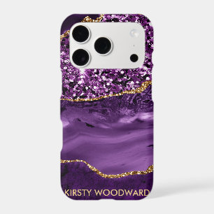 Elegant Purple and Gold Glitter Ocean Agate