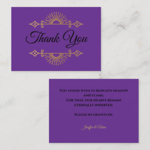 Elegant purple and gold Gothic wedding Thank You Card