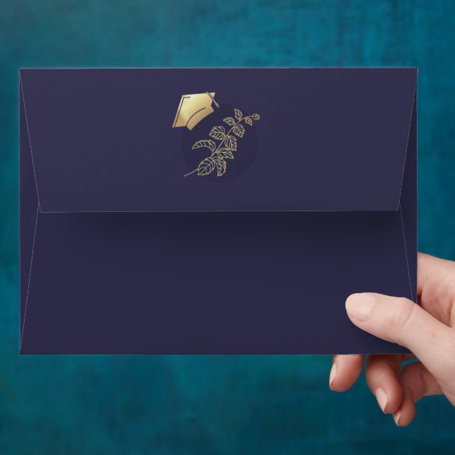 Elegant Purple and Gold Graduation Envelope (Hand)