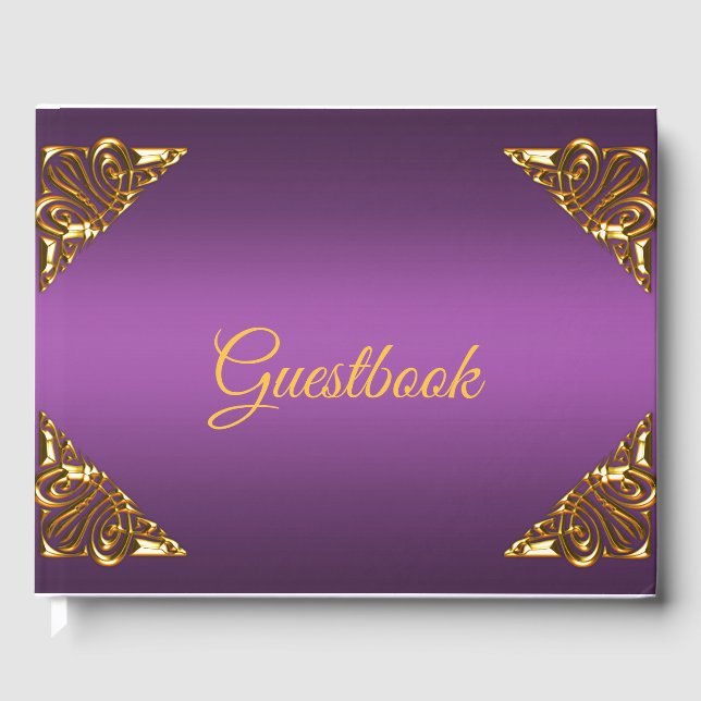 Elegant Purple and Gold Guest Book (Front)
