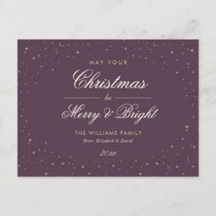 Elegant Purple and Gold Holiday Postcard