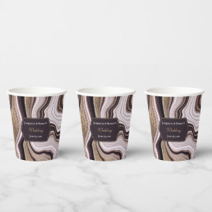 Elegant Purple and Gold Marble Wedding Paper Cups