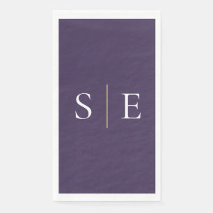 Elegant Purple And Gold Monogram Minimalist  Napkin