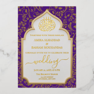 Elegant Purple and Gold Real Foil Islamic Wedding